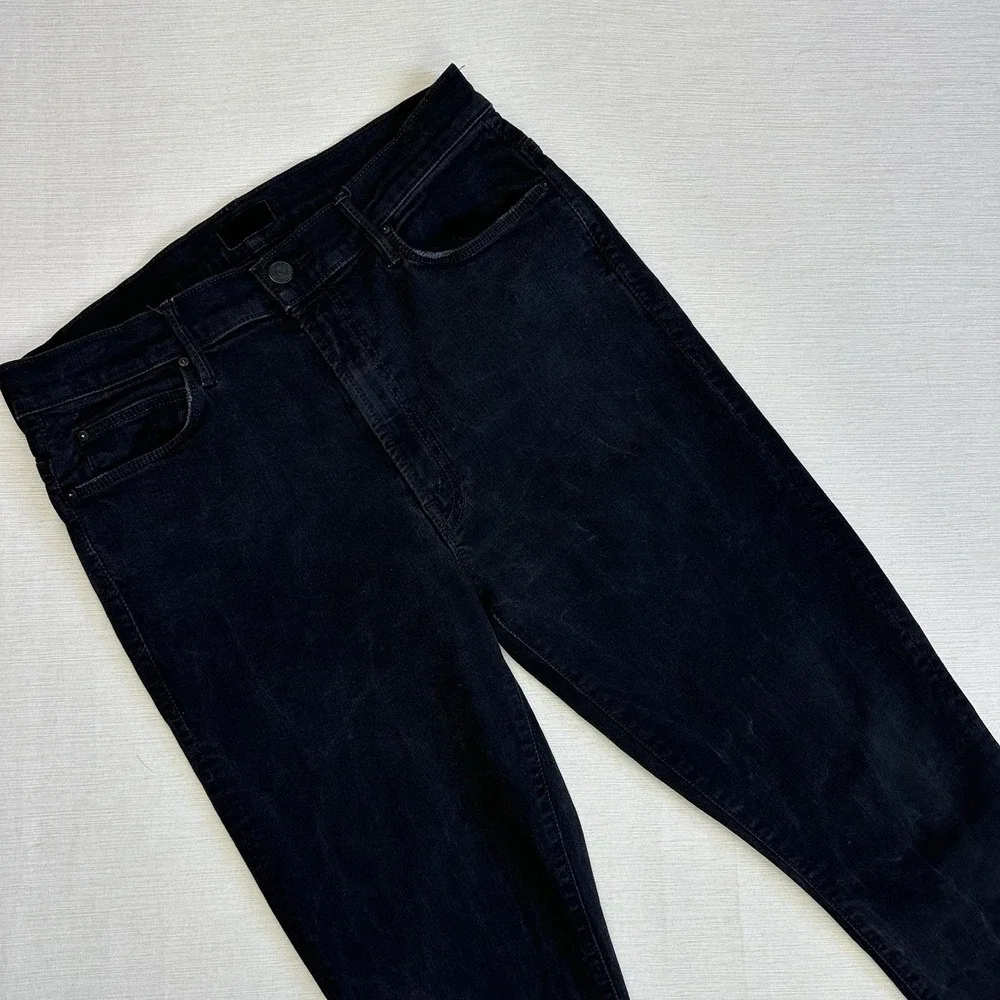 Mother Stunner Zip Ankle Step Fray Jeans Size 31 Black USA Not Guilty Wash - Picture 4 of 13